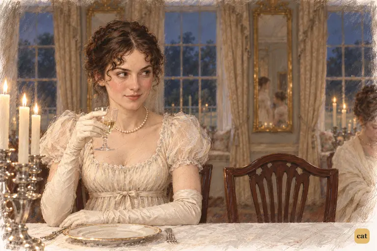 Elizabeth suppresses a smile, imagining Lady Catherine's indignation