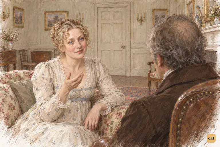 Mrs. Bennet turns her husband's refusal into a settled dinner arrangement.