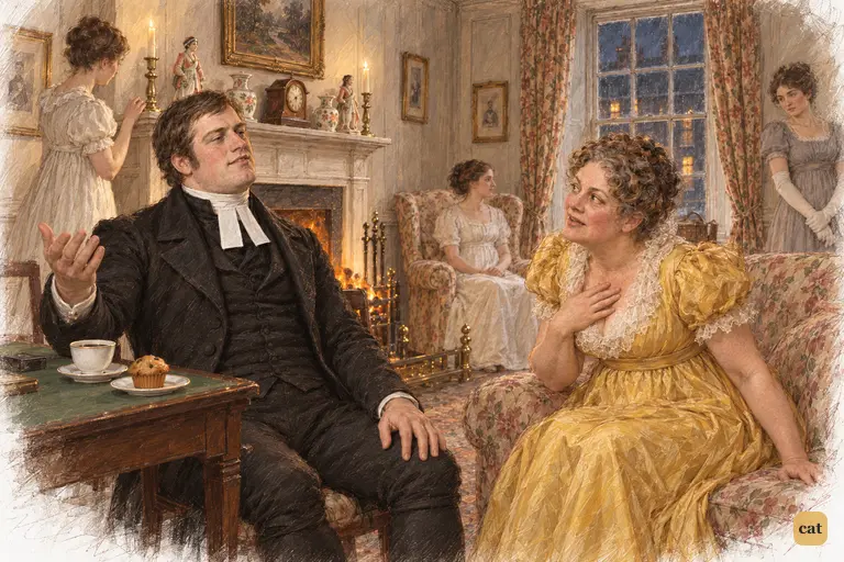 Mrs. Philips receives Collins’s account of Rosings with delighted attention.
