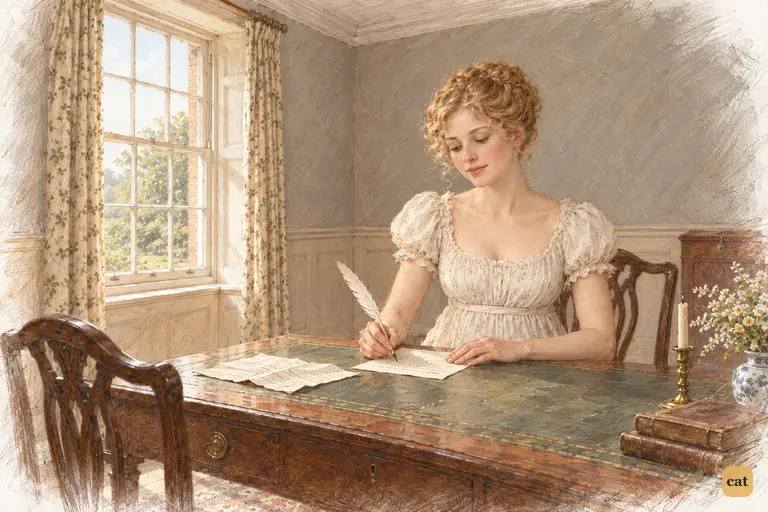 Jane pauses over her reply to Caroline’s insincere congratulations.