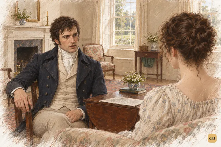 Darcy’s guarded answer makes Bingley’s continued absence seem probable.