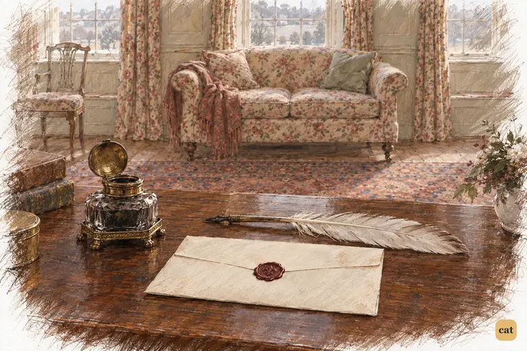 Elizabeth’s reply to Mrs. Gardiner lies sealed on the work-table.