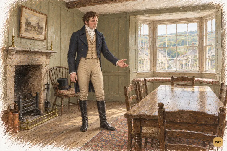 Mr. Gardiner stands firmly beside the hearth, promising practical help after the first shock.