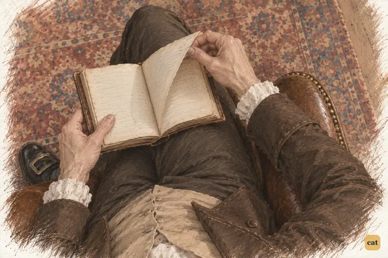 Mr. Bennet turns a page as his dry remark settles into the quiet.