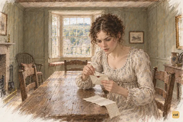 Elizabeth hastily breaks the seal of Jane’s second letter, her attention fixed on its opening fold.