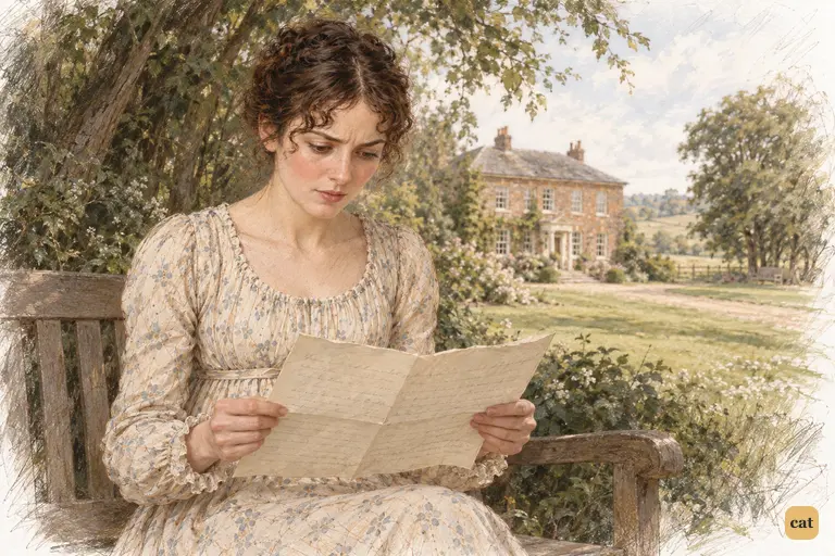 Elizabeth reads Mrs. Gardiner’s account of Darcy obtaining the address.