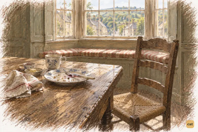 Mr. Gardiner’s breakfast place stands empty after his departure for Pemberley.