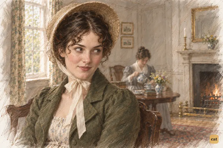 Elizabeth glances at Charlotte to see her response to her husband's self-importance