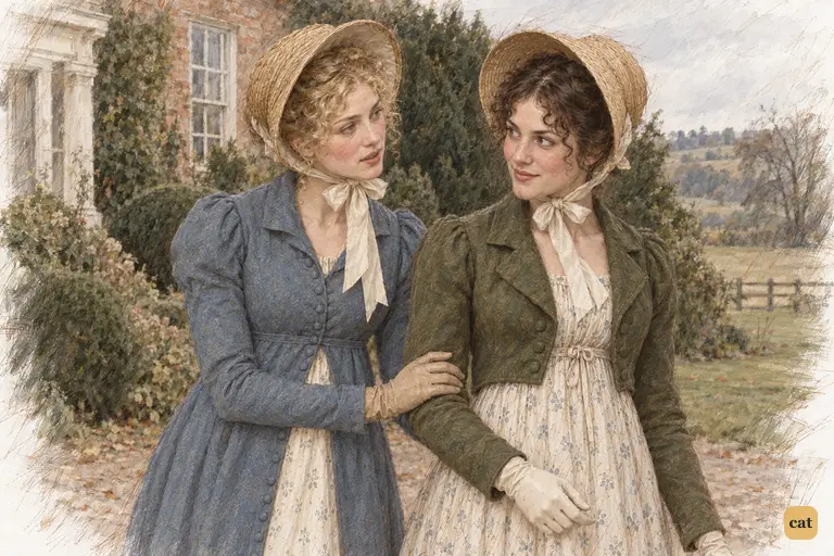 Jane gently catches Elizabeth’s forearm as she pleads for Darcy’s character.