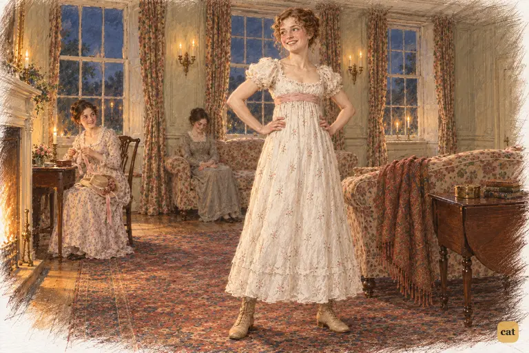 Lydia Bennet springs up and proudly claims her full height in the candlelit drawing-room