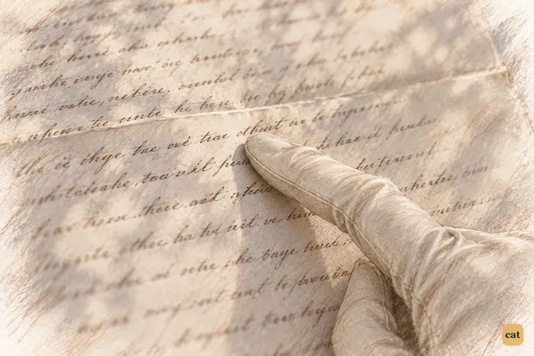 Elizabeth’s gloved fingertip holds her place in Darcy’s letter.