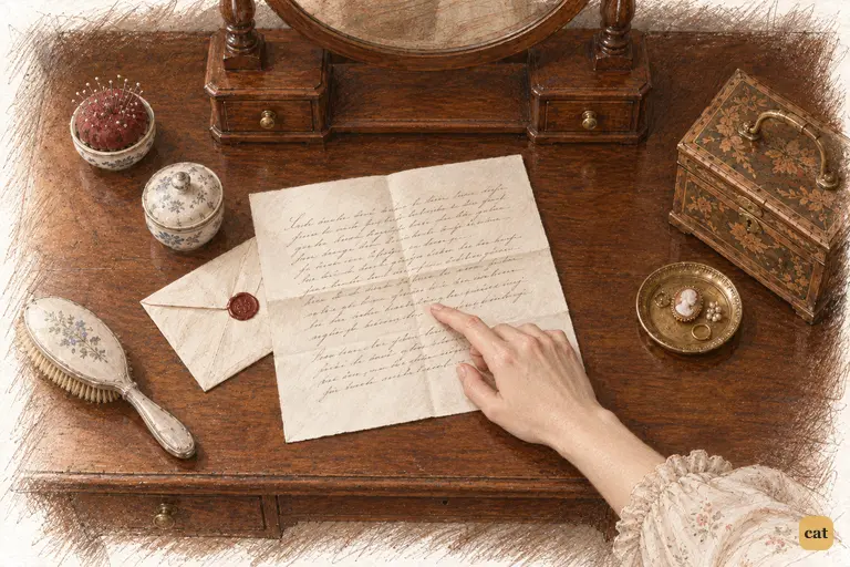 Jane traces Caroline's handwriting, which implies Bingley will remain away all winter