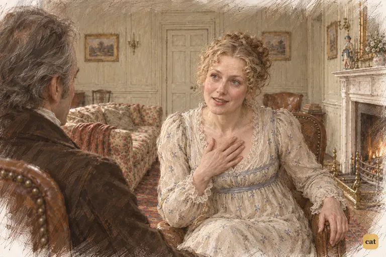 Mrs. Bennet turns a welcome compliment into an eager appeal for sympathy over her daughters’ future.