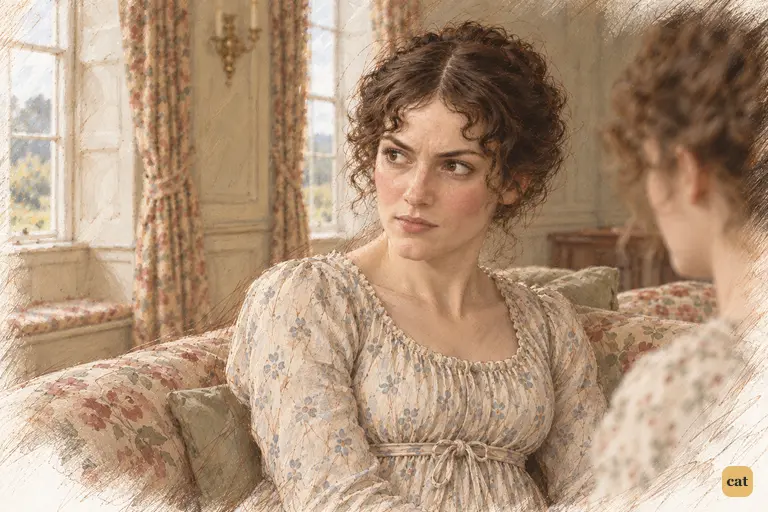 Elizabeth searches Jane's face, doubting her assurance she'll soon forget Bingley