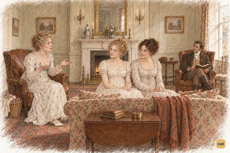 Mrs. Bennet laments the Netherfield ladies' departure as Jane and Elizabeth listen calmly