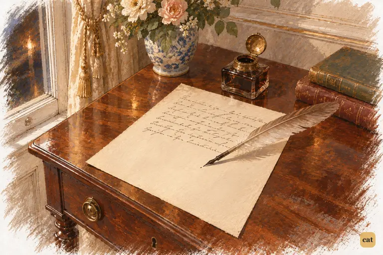 Darcy’s unfinished letter waits beneath a resting quill as the argument claims his attention.