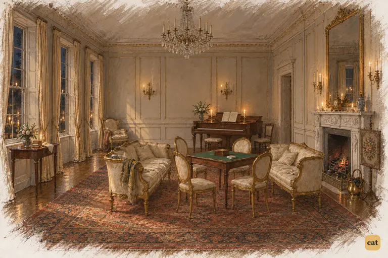 The Netherfield drawing-room stands empty after the evening’s duets.