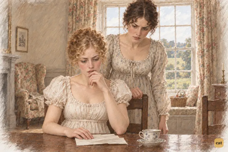 Jane freezes over Mr. Collins’s letter as its cruel comparison sinks in.