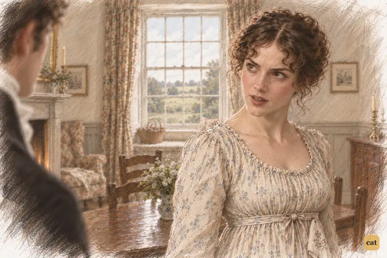 Elizabeth turns back to Mr. Collins, cheeks colouring, insisting he believe her refusal