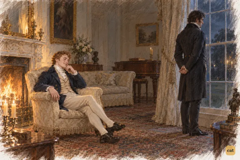 Bingley settles by the Netherfield fire, quietly encouraged by his sisters’ approval of Jane.