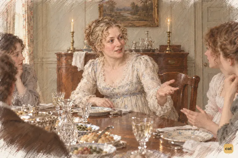 Mrs. Bennet passes Jane’s news of London fashions straight to the younger Miss Lucases