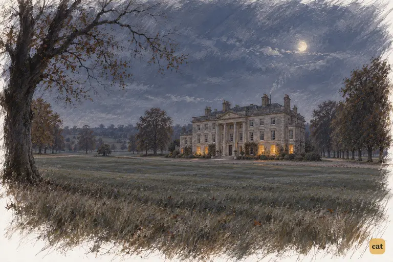 Netherfield stands far off in the autumn night, a few warm windows lit