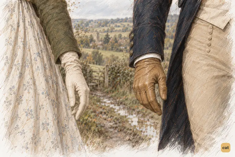 Darcy admits the bitterness behind his former letter as he and Elizabeth walk together.