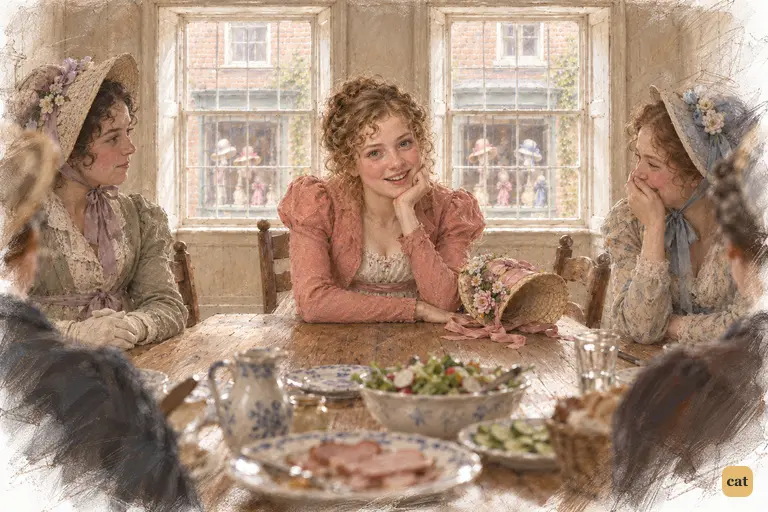 Lydia leans across the luncheon table at the George, savouring her triumphant announcement.