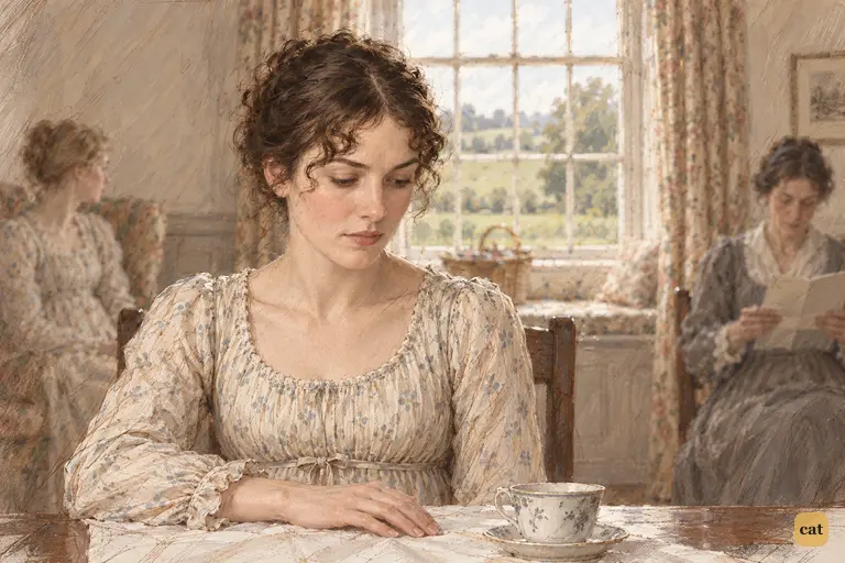 Elizabeth lowers her eyes as she understands the implication of her uncle’s postscript.