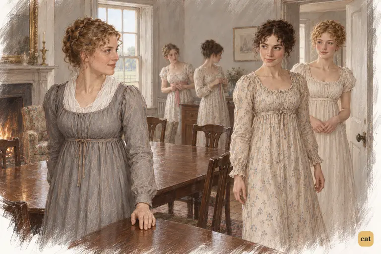 Jane and Elizabeth’s entrance spares Charlotte an uncomfortable reply.