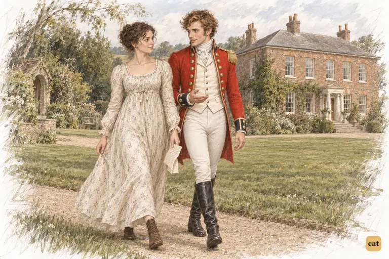 Wickham appeals to Elizabeth’s recollection as they walk towards Longbourn.