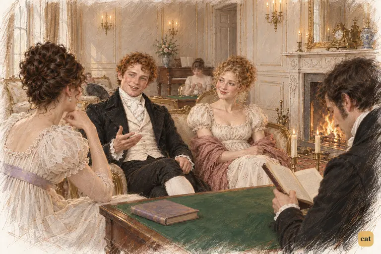 Bingley laughingly assures Caroline that the Netherfield ball is settled.