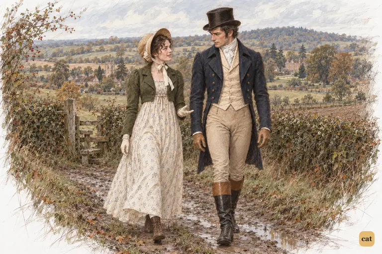 Walking alone in Hertfordshire, Elizabeth thanks Darcy for his kindness to Lydia