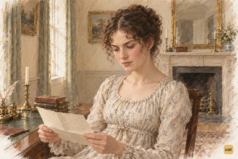Elizabeth reads Lydia’s congratulations and sees the hope of financial help behind them