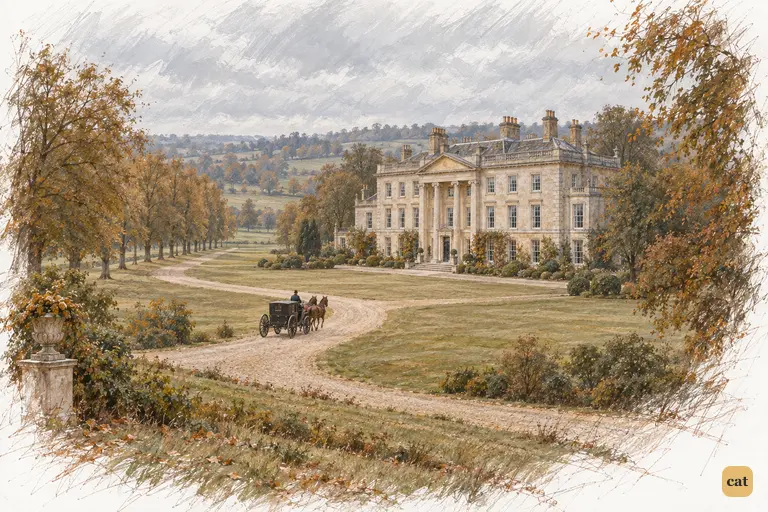 Netherfield rests within its extensive autumn grounds, now Jane and Bingley’s first shared home.