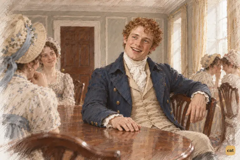 Charles Bingley laughs at his haste, assuring Mrs. Bennet he is settled at Netherfield