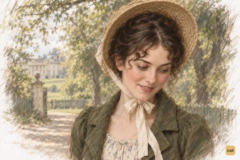Elizabeth lowers her eyes as Colonel Fitzwilliam's remark strikes her as a possible hint