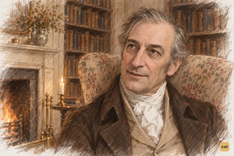 Mr. Bennet’s anxious scrutiny softens into affectionate conviction as he blesses Elizabeth’s choice.