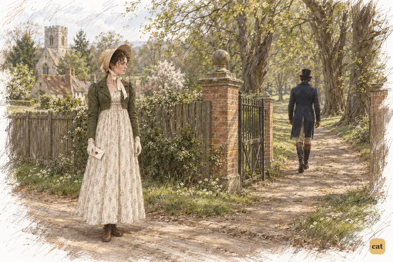 Elizabeth stands beside the park gate with Darcy’s unopened letter in her hand.