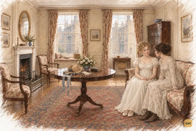 Reunited in the Gardiners’ drawing-room, Elizabeth studies Jane’s calm face.