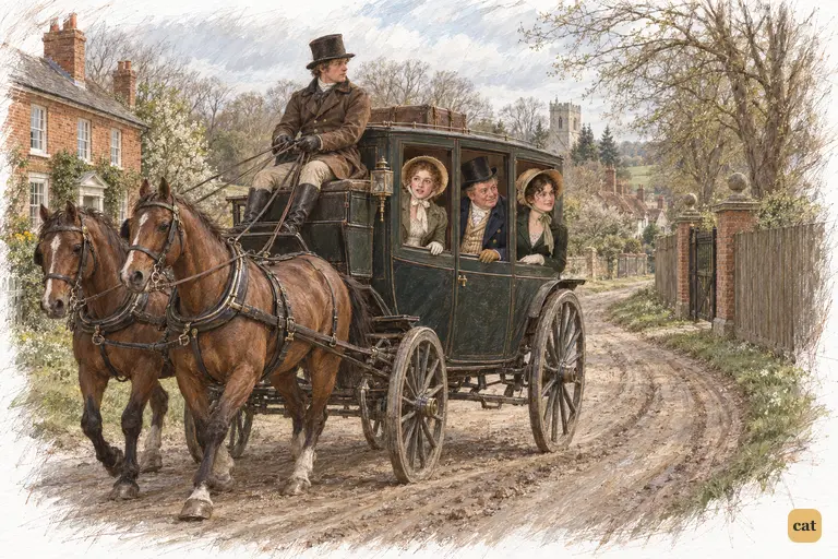 In the chaise, Elizabeth, Maria and Sir William search the Hunsford lane for the Parsonage