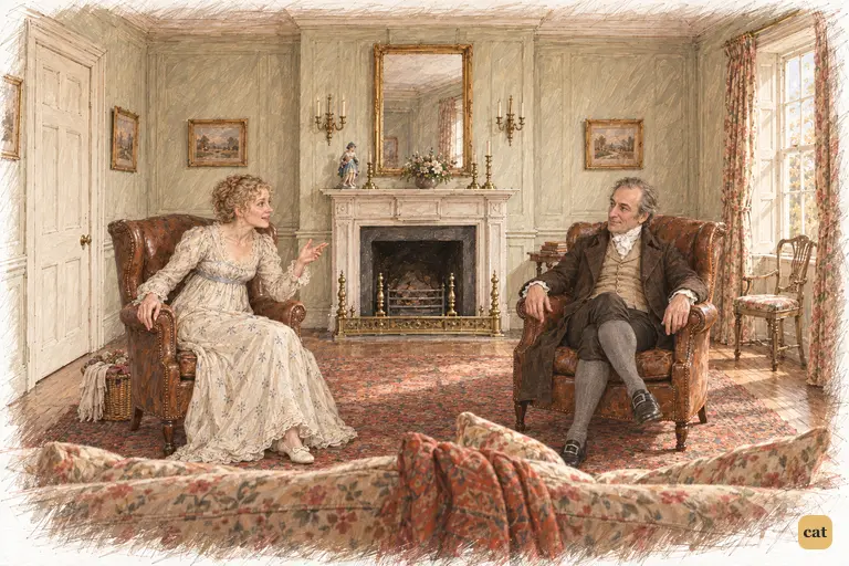 Mrs. Bennet treats her husband's visit to Bingley as settled.