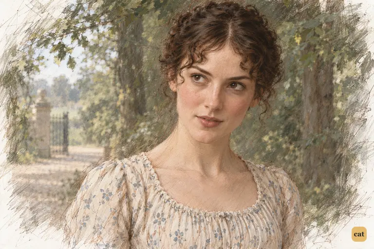 Elizabeth finishes her dry reply with steady eyes and barely parted lips.