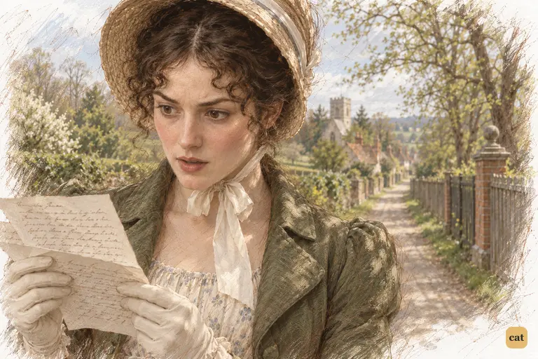 Elizabeth stops in the lane and rereads the sum in Darcy’s letter.