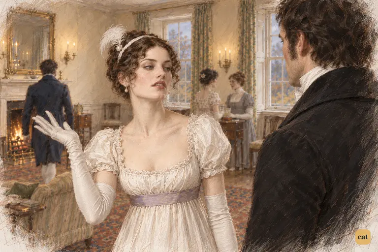 Caroline Bingley offers Darcy her contempt for the party, expecting his approval.