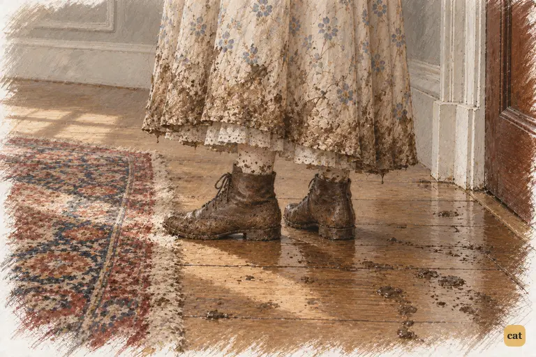 Elizabeth stops just short of Netherfield’s fine carpet.