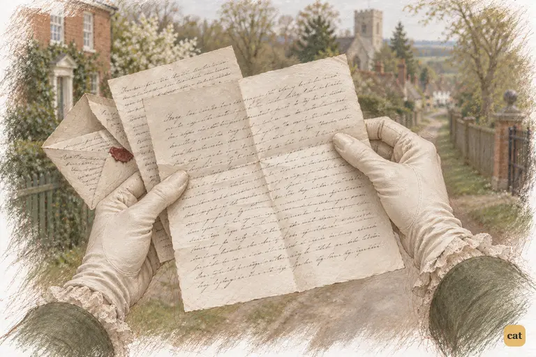 Elizabeth rereads Darcy's explanation about Jane, gently pressing a crease flat