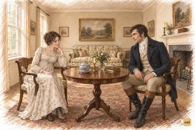 Elizabeth playfully questions Darcy about his attraction to her impertinence.