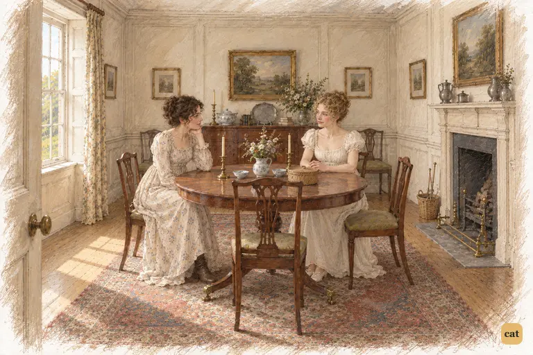 Jane turns to Elizabeth in the quiet before mentioning Bingley for the first time in months.