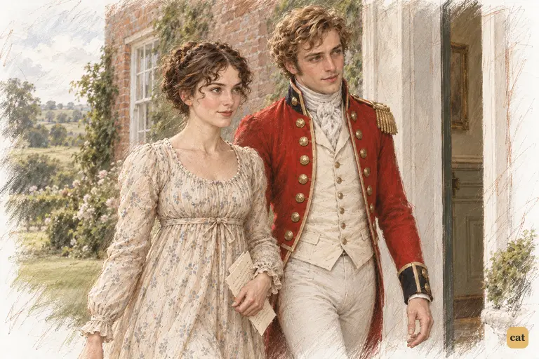 Elizabeth leads the way into Longbourn with her aunt’s letter gathered at her hip.
